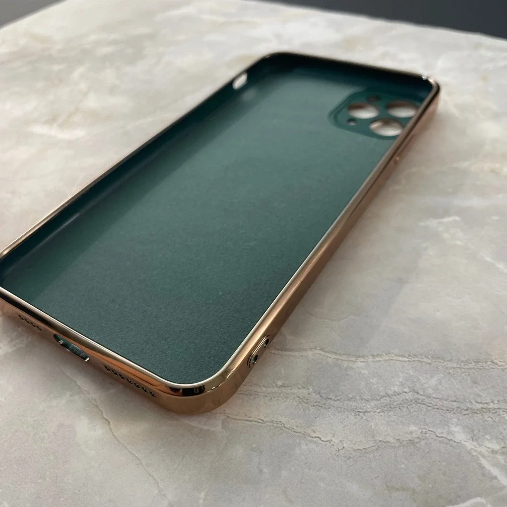 UnnFiko iPhone 12 Pro Max Case Emerald Green Gold Electroplated Kickstand Ring